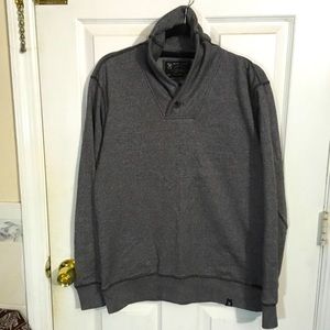 MARC ECHO Cut & Sew Charcoal Gray Shawl Collar Pullover Sweater-Mens Large